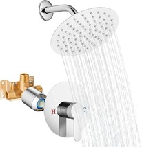 Shower Head And Handle Set Round Shower Faucet Set Bathroom, Polished Ch... - £49.66 GBP