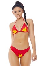 Flames Bikini Set Halter Fired Up Racer Girl Costume Speed Red Yellow 55... - $59.39