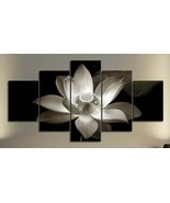 Multi Panel Print Black &amp; White Lotus Canvas Flower Meditation Wall Art ... - £109.57 GBP
