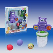 Hippo Basketball Hoop Bathtub Shooting Game Toddler Bath Toys Set - £33.67 GBP