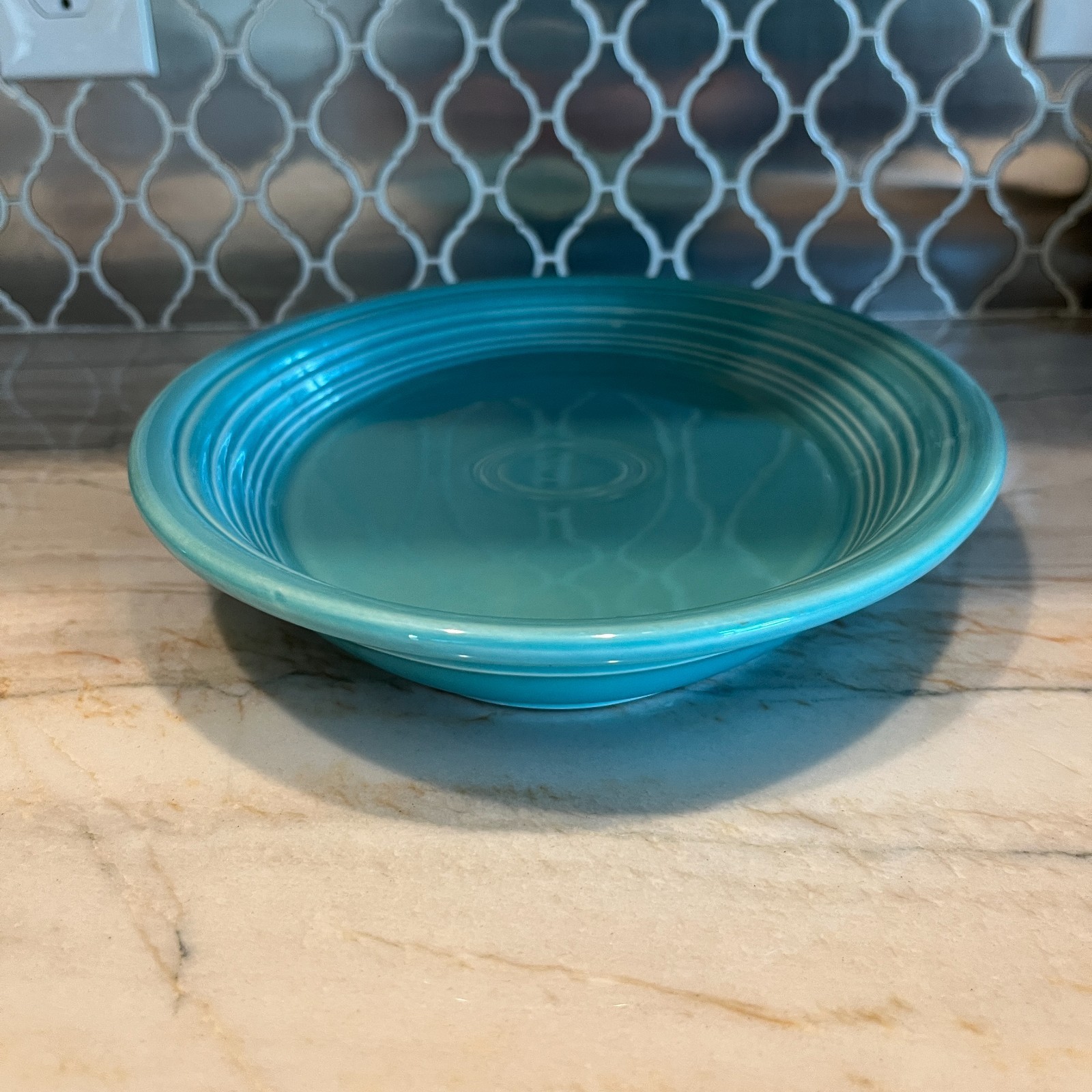 Fiesta Fiestaware Turquoise Blue 13 1/2 X 9 3/8 Inch Oval Platter Vintage Item image 5