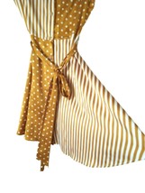 Polkadot straps gold-white shirt Dress fit &amp; flare button up mini  S - £63.86 GBP