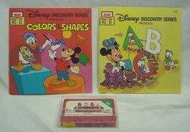 Walt Disney Mickey Mouse Abc&#39;s / Colors &amp; Shapes Read Along Book Tape Set 1980&#39;s - £11.61 GBP