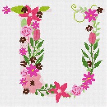 Pepita Needlepoint kit: The Letter U Flowering, 7&quot; x 7&quot; - £39.33 GBP+