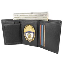 Genuine Leather Badge Holder Wallet Shield Style Law Enforcement Trifold Wallet - £13.58 GBP