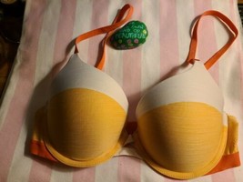 Victoria&#39;s Secret bra 32d perfect shape padded multiway strap orange colorblock - £11.44 GBP