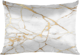 Marbling Satin Pillowcase for Hair and Skin, White Gold Marbling Silk Pillowcase - £23.39 GBP