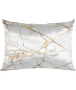 Marbling Satin Pillowcase for Hair and Skin, White Gold Marbling Silk Pi... - £23.53 GBP