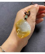 Translucent Natural Non-heated Yellow Jadeite Jade Pendant Free Shape Jade - $387.00