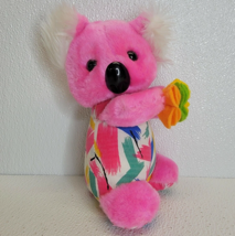 Vintage 1987 Commonwealth Pink Koala Plush Multicolor Flowers Rare Cute ... - $23.16
