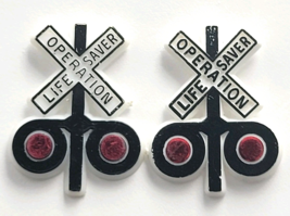 Lot 2 Operation Lifesaver Pins Train Railroad Crossing Sign Rail Safety ... - $242.83 MXN