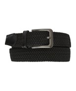 Black Silver Rectangle Buckle Woven Elastic Stretch Belt 1.25 Wide Casua... - $23.31 CAD