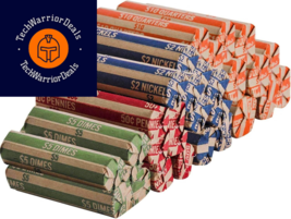 Neatly-Packed Flat Coin Roll Wrappers (Quarters, Dimes, Nickels, Pennies),...  - £17.68 GBP