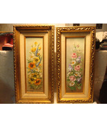 2 Vintage Oil On Board Painting flowers R.I artistJ.E JUDGE 36-2003 in w... - £137.61 GBP