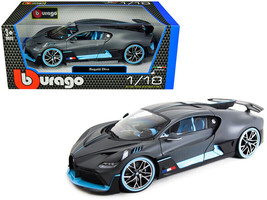 Bugatti Divo Matt Gray w Blue Accents 1/18 Diecast Car Bburago - £53.36 GBP