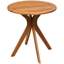 27" Patio Round Table Solid Wood Coffee Side X-Shape Bistro Table for Outdoor - £117.49 GBP