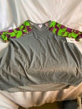 Lularoe Irma Tunic Shirt Gray Dracula Face on Sleeves Purple Green Horro... - $13.99