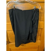 Merona Size 6 Pencil Skirt Black #2 Lined Ruffles Modest Womens - £11.99 GBP