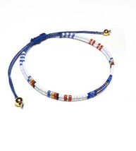 Miyuki bracelet gold beads colored navy style red, blue and white friendship for - £19.14 GBP