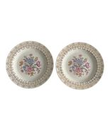 Set of 2 Royal China Royal Halton Floral Plates 22K Gold Trim 6 Inch Vin... - $22.50