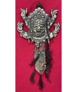 Tibetan Buddhist ~ Bon Shaman Wrathful Deity On Brocade Temple Wall Hanging - €172,50 EUR