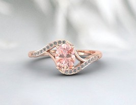 2.00Ct Oval Cut Simulated  Morganite 14k Rose Gold Plated Engagement Ring Women - £100.87 GBP