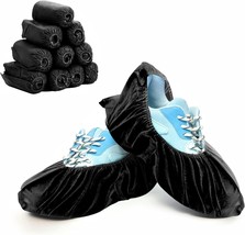 100x Black Waterproof Disposable Shoe Covers Overshoes Protector Polypropylene - £20.86 GBP