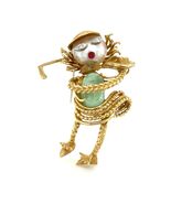 18k Gelbgold Zuchtperle, Grün Beryll, Und Edelstein Golfer Brosche Vintage - €3.803,20 EUR