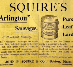 Squire&#39;s Arlington Sausages 1894 Advertisement Victorian Beef Lard 2 ADBN1h - $17.50