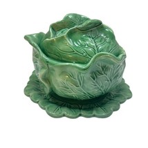 Vintage Cabbage Lettuce Bowl Lid Serving Plate Green Tureen Holland Mold By AC - $37.36