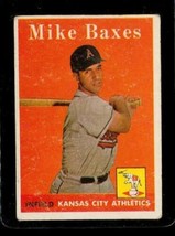 Vintage Baseball Trading Card Topps 1958 #302 Mike Baxes Kansas City A&#39;s Infield - £8.39 GBP