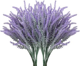 Purple 10 Bundles Fake Flowers Artificial Lavender Faux Plastic Plants For Home - £33.46 GBP