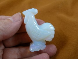 (Y-CHI-RO-563) white ROOSTER bird gemstone carving game cock FIGURINE ch... - £11.10 GBP
