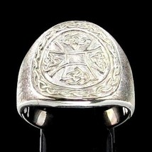 Sterling silver symbol ring Celtic Cross Irish Knot Ireland full matte finish 92 - £64.95 GBP
