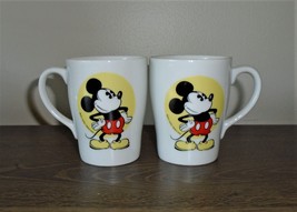 Vintage Walt Disney Productions Mickey Mouse Mugs Cups Porcelain Set of Two - $9.90