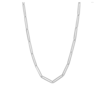 Sterling Silver Elongated Paperclip Chain 30&quot; Necklace - £52.50 GBP