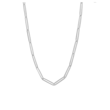 Sterling Silver Elongated Paperclip Chain 30&quot; Necklace - £51.07 GBP