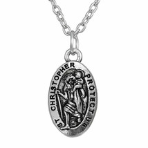 ST. CHRISTOPHER NECKLACE 17&quot; Chain Catholic Saint Pendant Charm Pray Pro... - $91.51 MXN