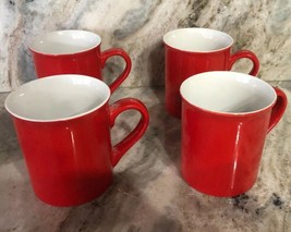 Christmas/Holiday/Daily Tall 4 1/4”H Red Coffee Tea Soup Mugs/Cups Set Of 4 NEW - $58.29