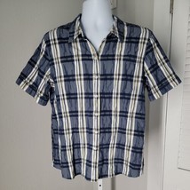 Orvis Button Up Collared Shirt ~ Sz 18 ~ Blue &amp; White ~ Short Sleeve  - £17.71 GBP