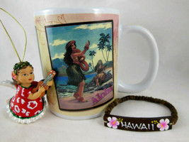 Island Heritage 2013 Hawaii Coffee Mug Aloha Hula Dancers Ornament And Bracelet - £8.33 GBP