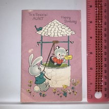 Vintage 1960’s American Greetings Birthday Aunt Greeting Card Wishing Well Bunny - £3.28 GBP