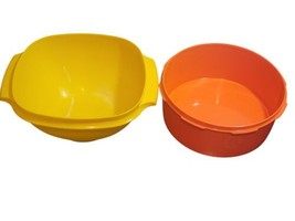 Vintage Tupperware Servalier Bowls Yellow 836-2 &amp; Orange 1204-8 NO LIDS - $17.77