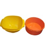 Vintage Tupperware Servalier Bowls Yellow 836-2 &amp; Orange 1204-8 NO LIDS - $24.38 CAD