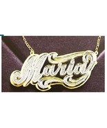 Personalized Gold Overlay Double 3d Name Plate Necklace Free Chain /b9 - £39.27 GBP