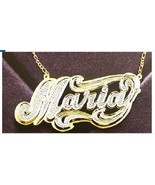 Personalized Gold Overlay Double 3d Name Plate Necklace Free Chain /b9 - £39.30 GBP