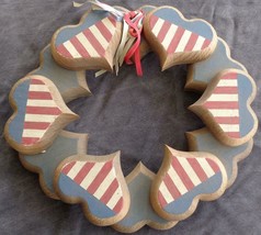 Beautiful Hand Crafted Forth of July Themed Wooden Decorative Wreath - GDC - £27.24 GBP