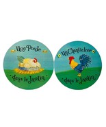 HOT PLATES 10X10&quot; of CHICKEN~ROASTER IN THE GRADEN~TRIVETS - WRITTEN IN ... - $22.40 CAD