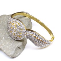 Two tone Gold Plated Fashion CZ Open Able Bracelet Bangle - £26.76 GBP