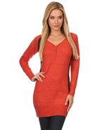 Jessica Moretti Women&#39;s Knit Color Block Fitted Tunic/Sweater Orange - $44.09